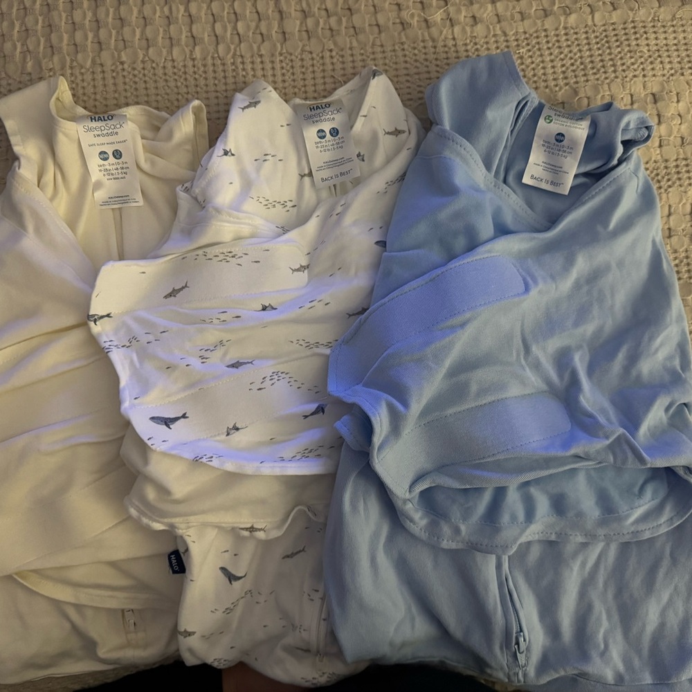 Four NB size EUC Halo Sleep Sack/Swaddles